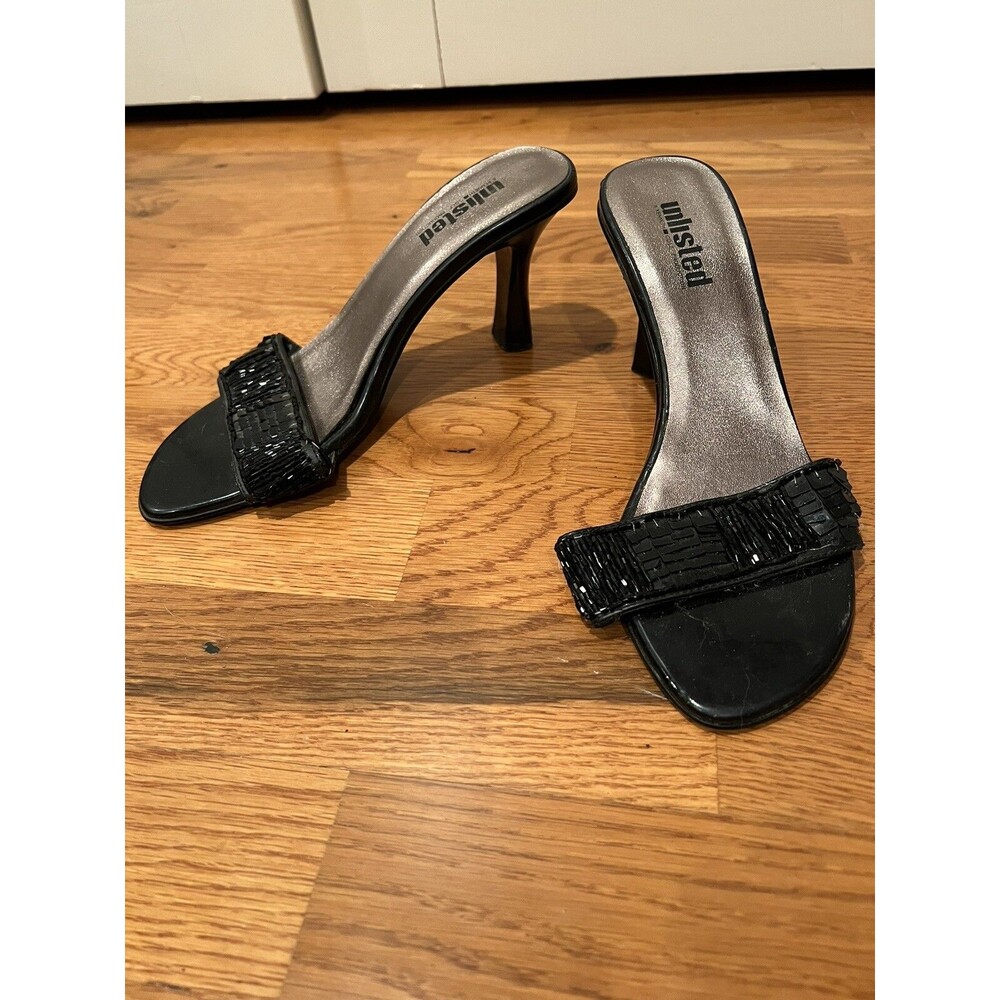 Unlisted Black Slip On Sandals with Beading Size 6.5